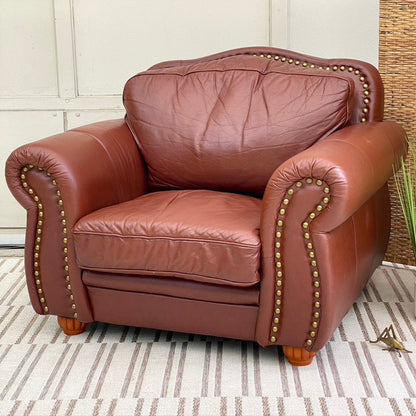 Plush Brown Leather Armchair