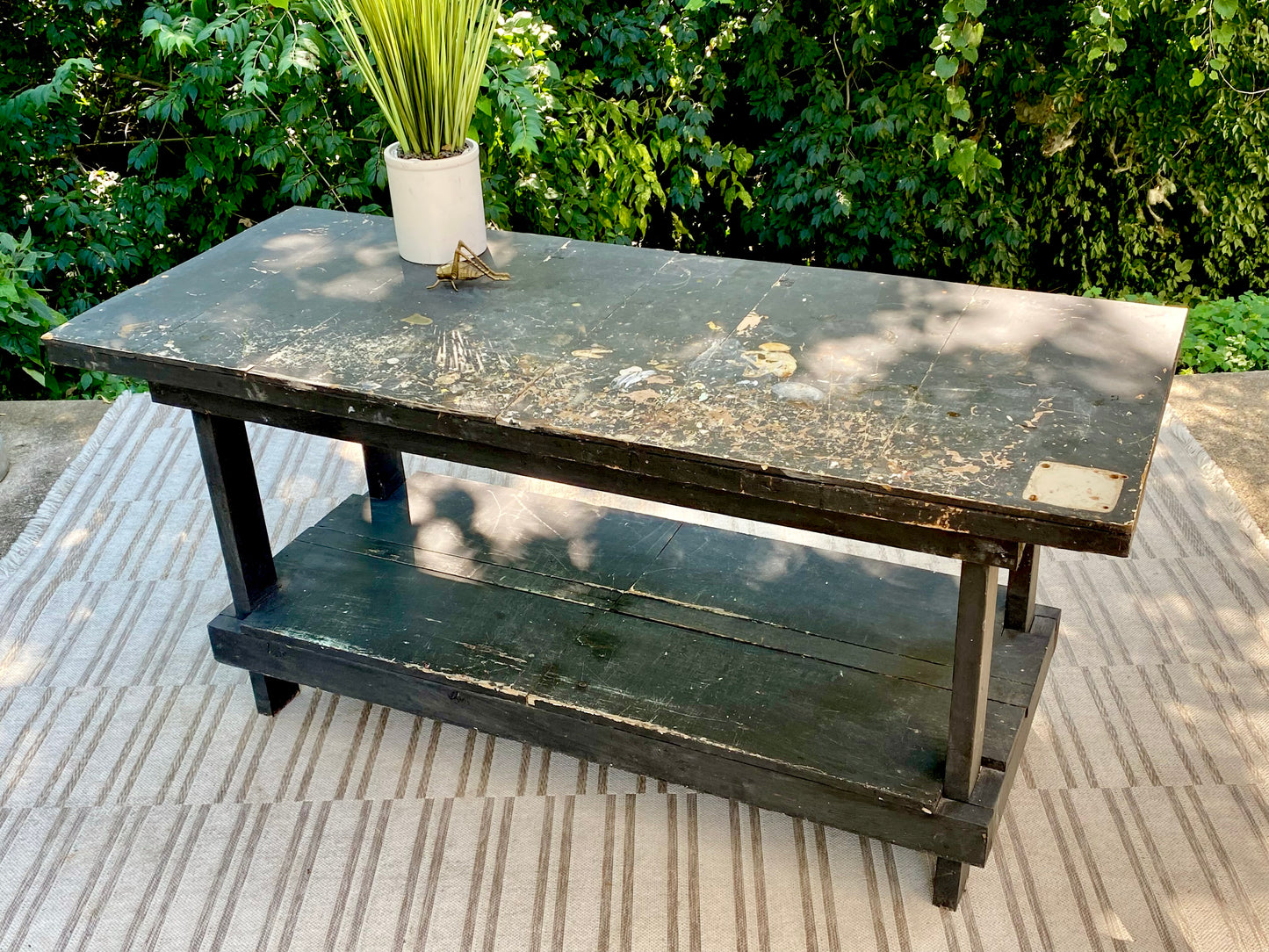 Vintage Black Painted Workbench