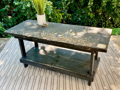 Vintage Black Painted Workbench