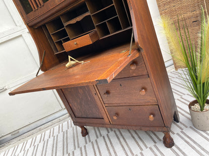 Vintage Oak Secretary Arts & Crafts Bookcase