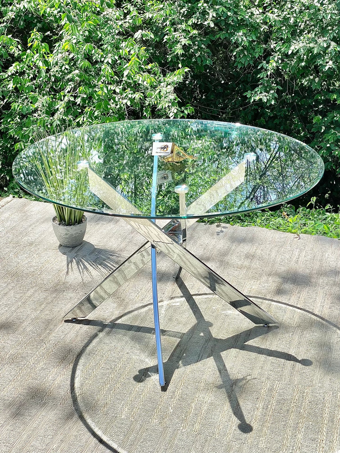 Modern Chrome & Glass Table and 4 Chair Set