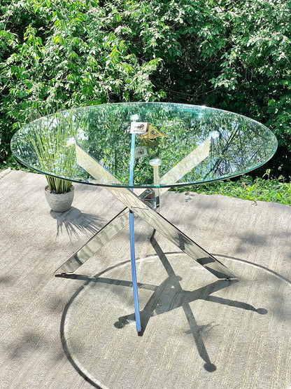 Modern Chrome & Glass Table and 4 Chair Set