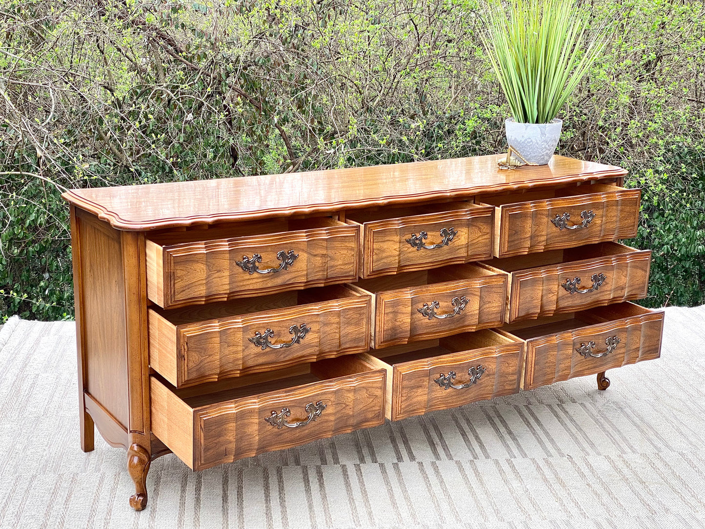 Vintage Wooden French Provincial 9 Drawer Dresser