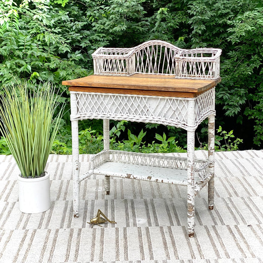 Vintage Haywood Wakefield Wicker Desk Secretary