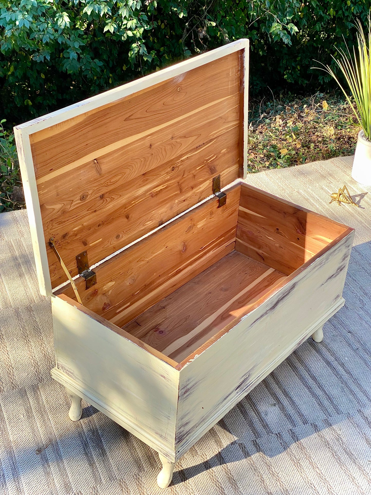 Small Vintage Painted Cedar Blanket Chest