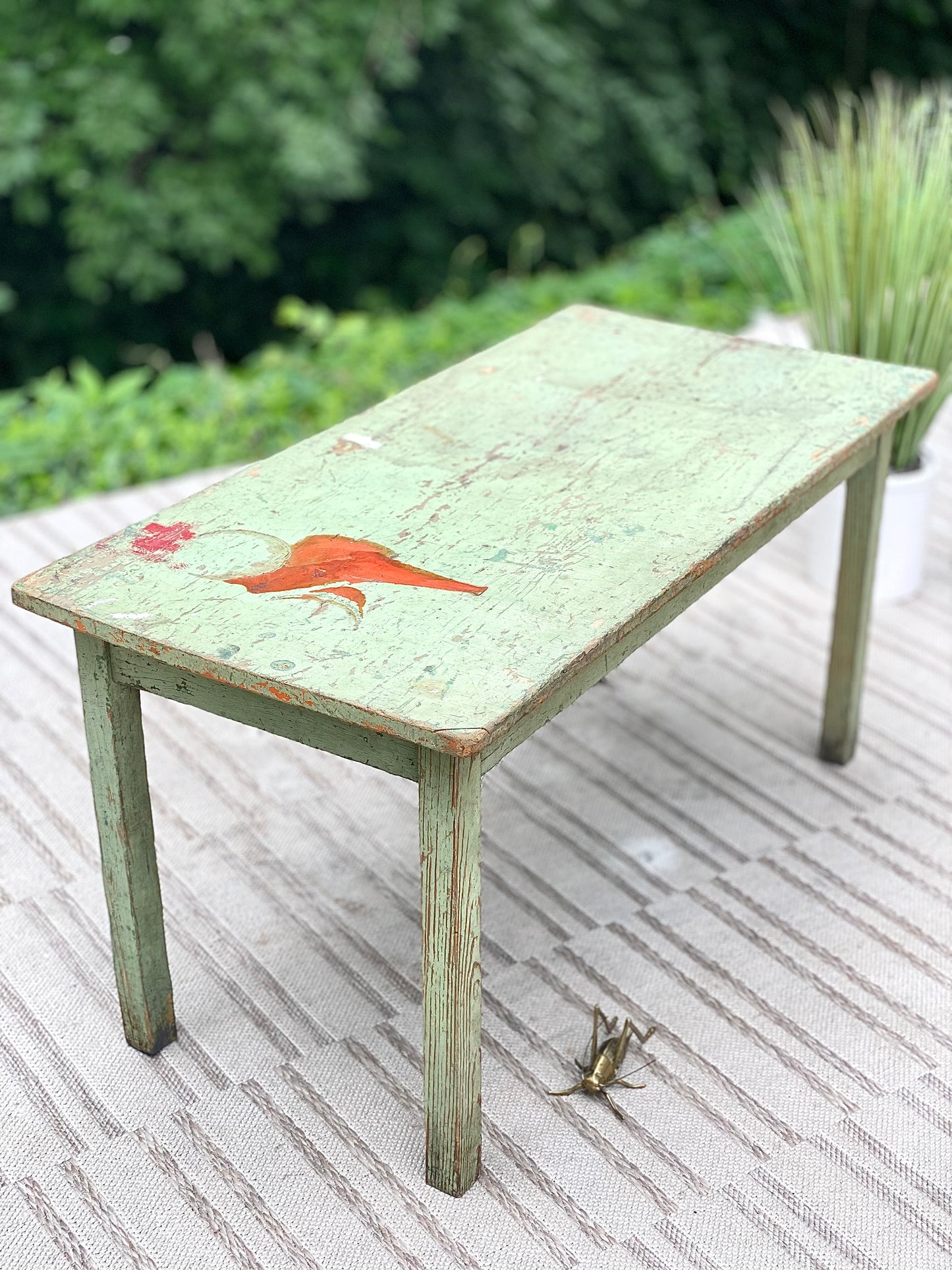 Small Primitive Green Painted Table