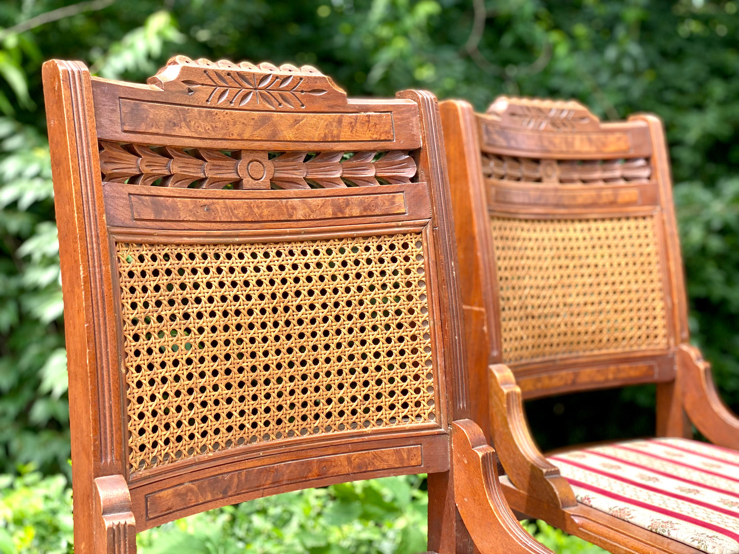 4 Antique Carved Walnut Accent Chairs