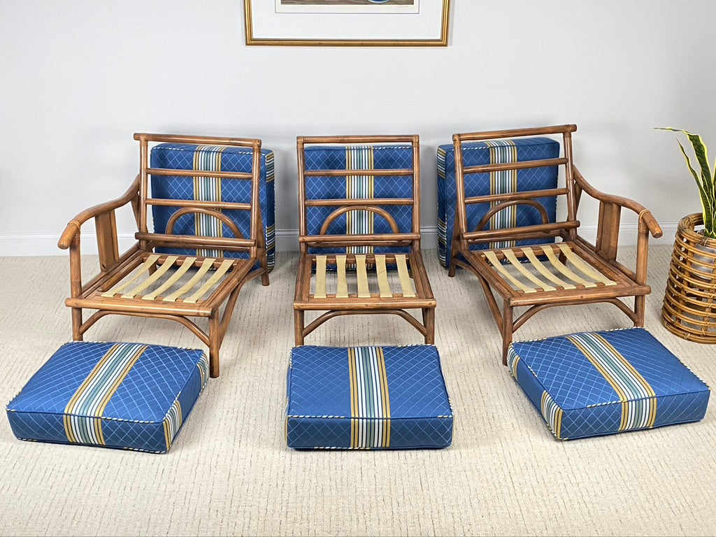 Vintage 3 Piece Indoor/Outdoor Rattan Sectional Patio Sofa