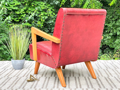 Vintage MCM Paoli Red Vinyl Rocker Chair