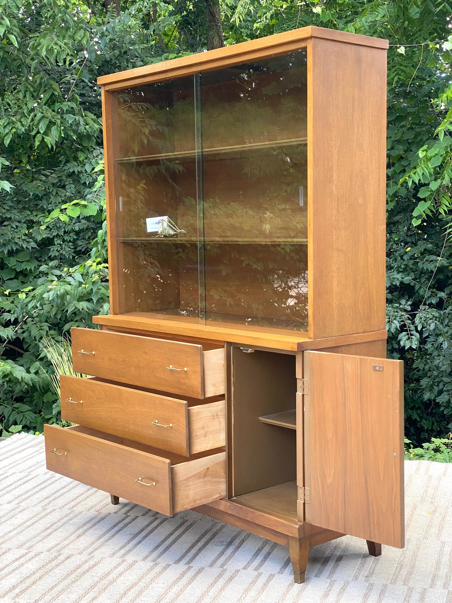 Vintage MCM Wooden Dining Display Hutch