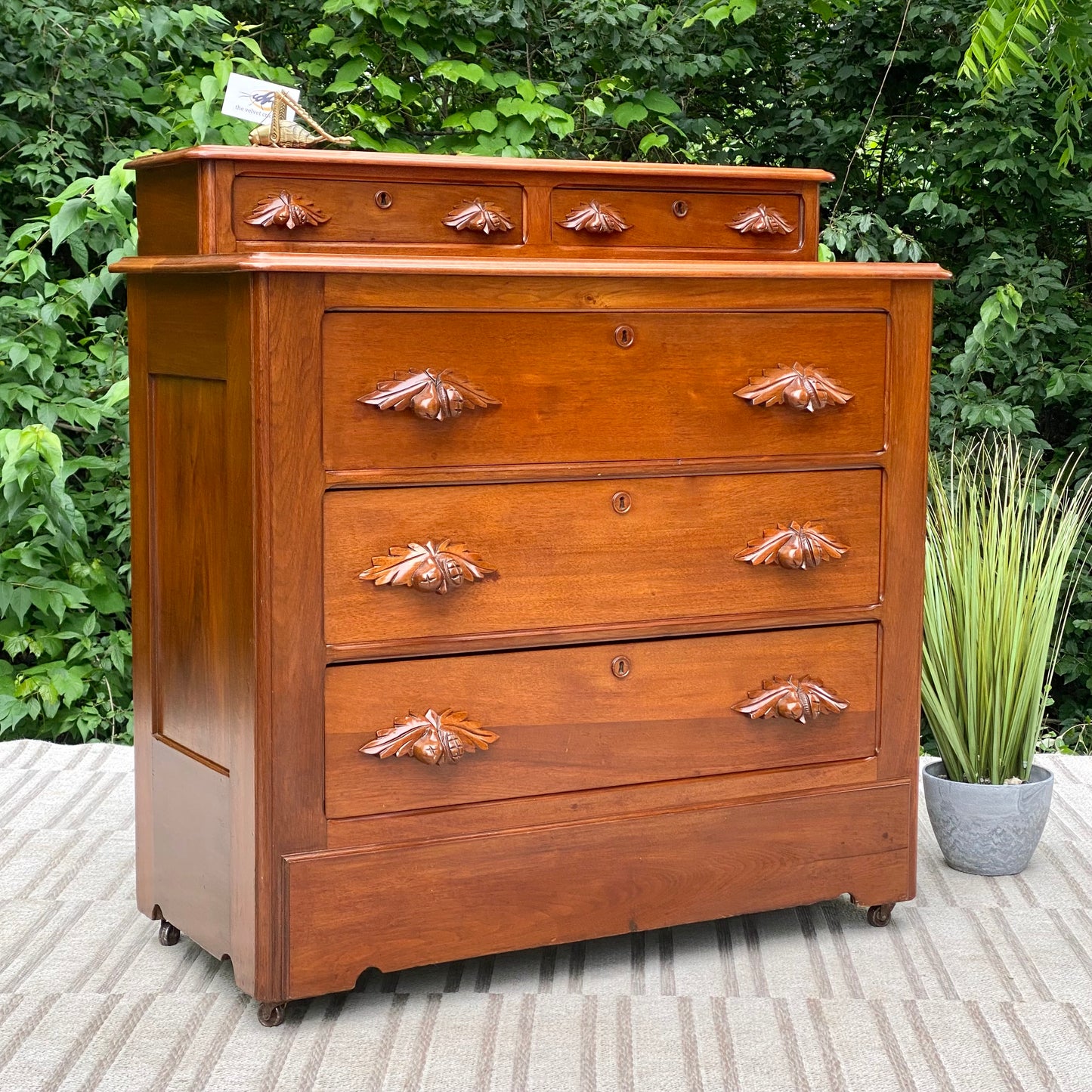 Vintage Wooden Pine Cone 5 Drawer Dresser