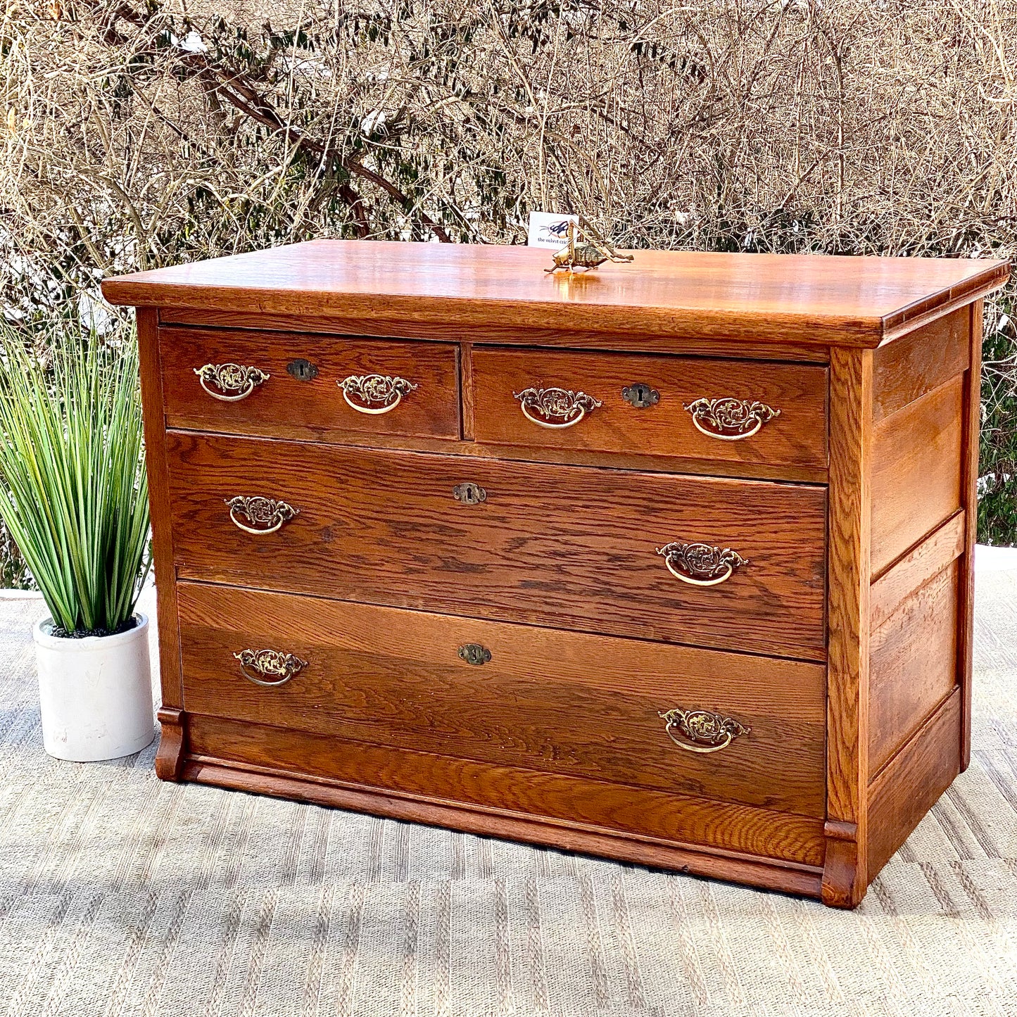 Vintage Oak 4 Drawer Dresser