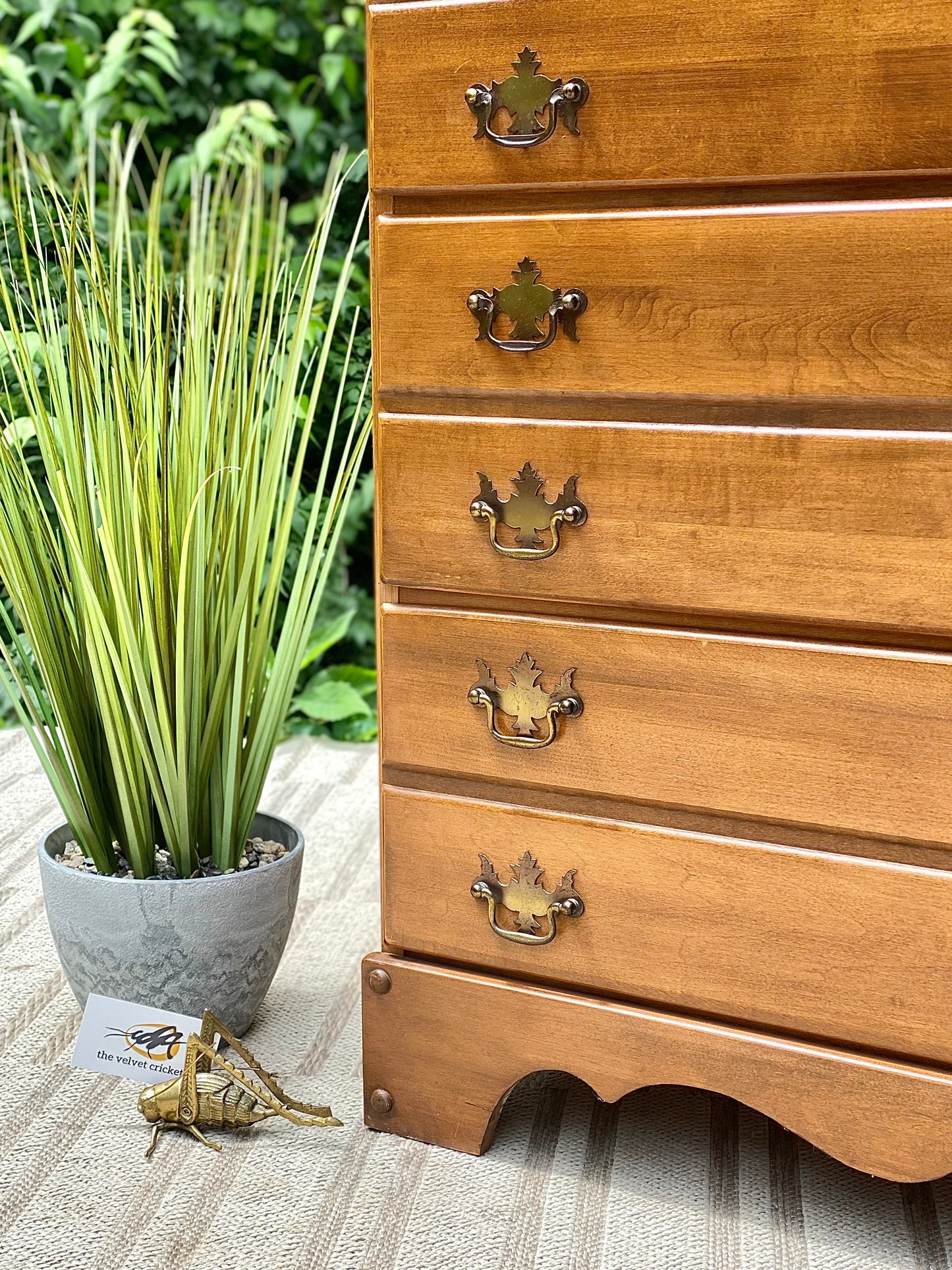Vintage Maple 4 Drawer Highboy Dresser