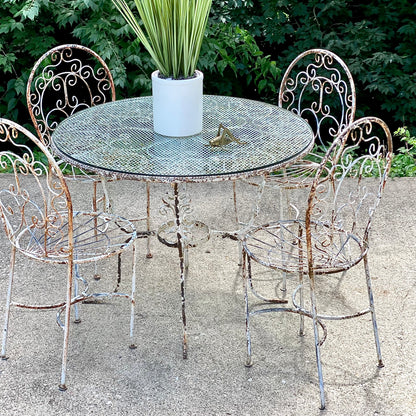Vintage Rustic Wrought Iron Patio Set