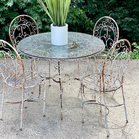 Vintage Rustic Wrought Iron Patio Set