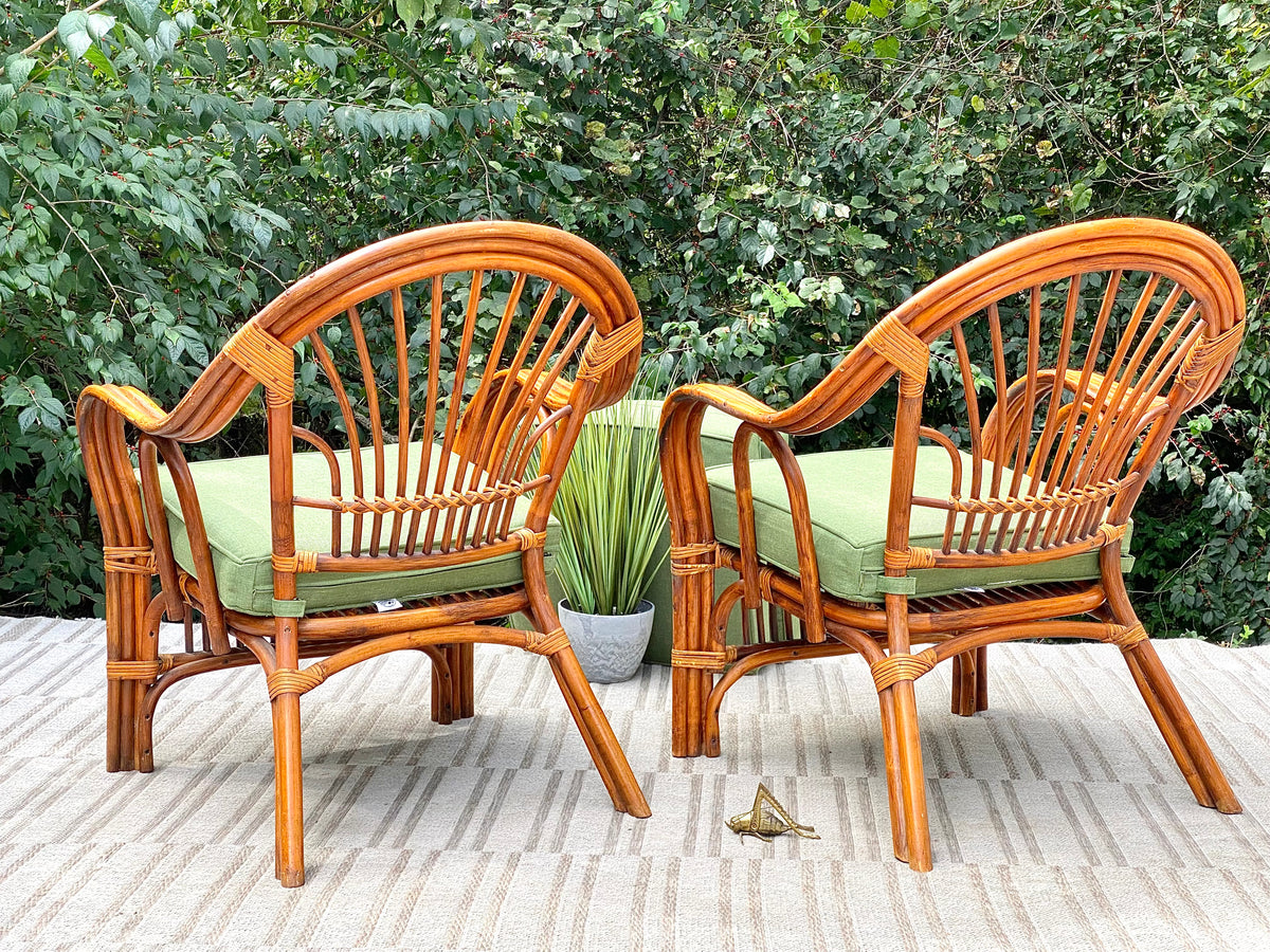 Vintage Pair of Bamboo Rattan Chairs