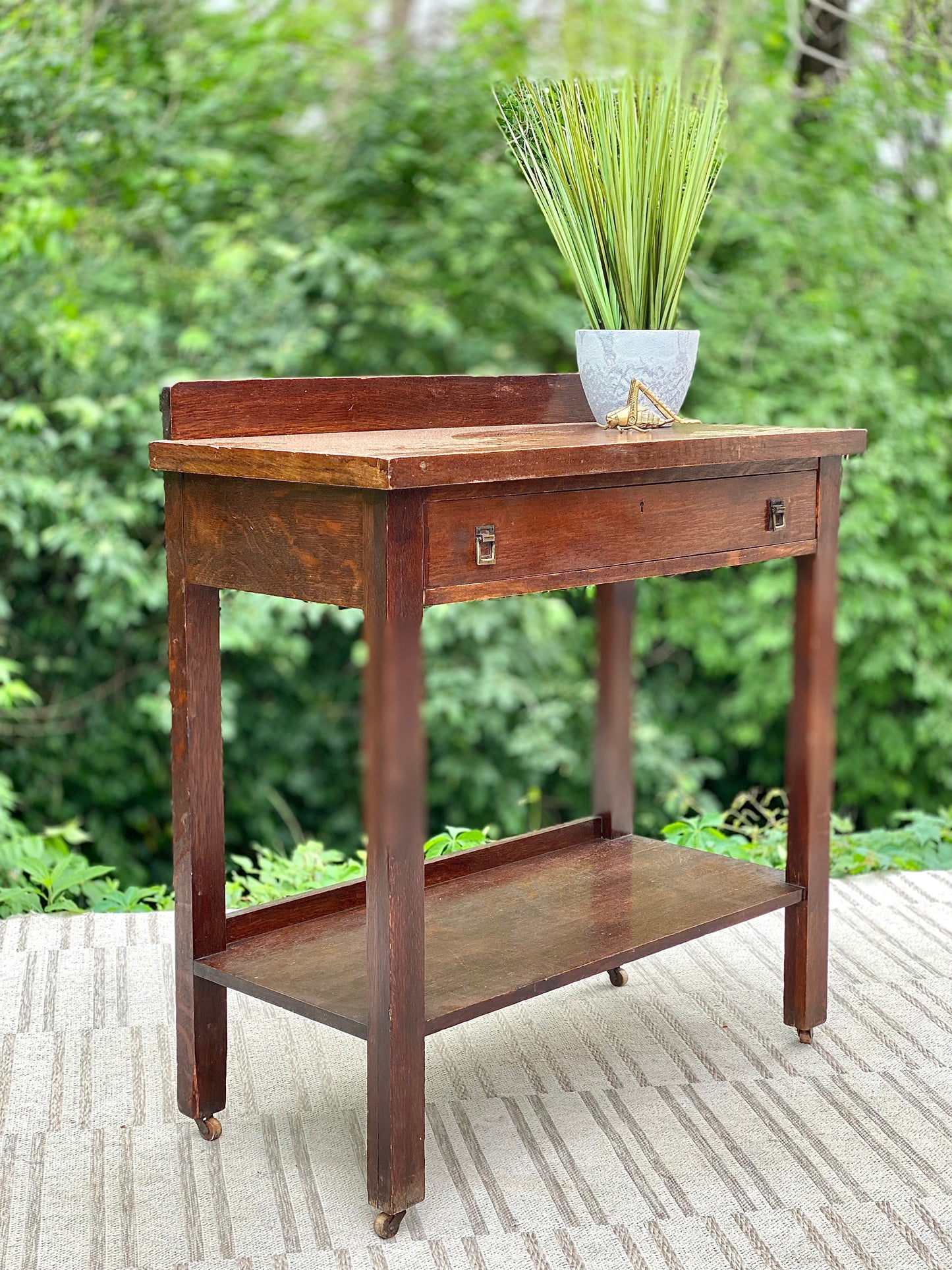 Vintage Arts & Crafts Oak Hallway Table