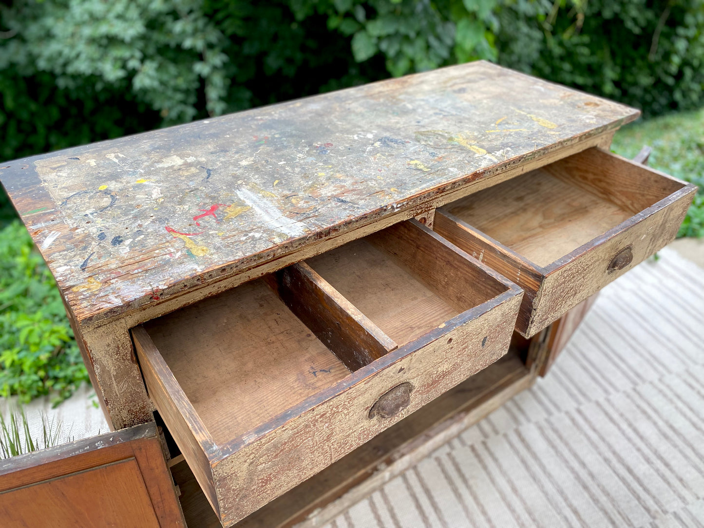 Antique Rustic Painted Cabinet