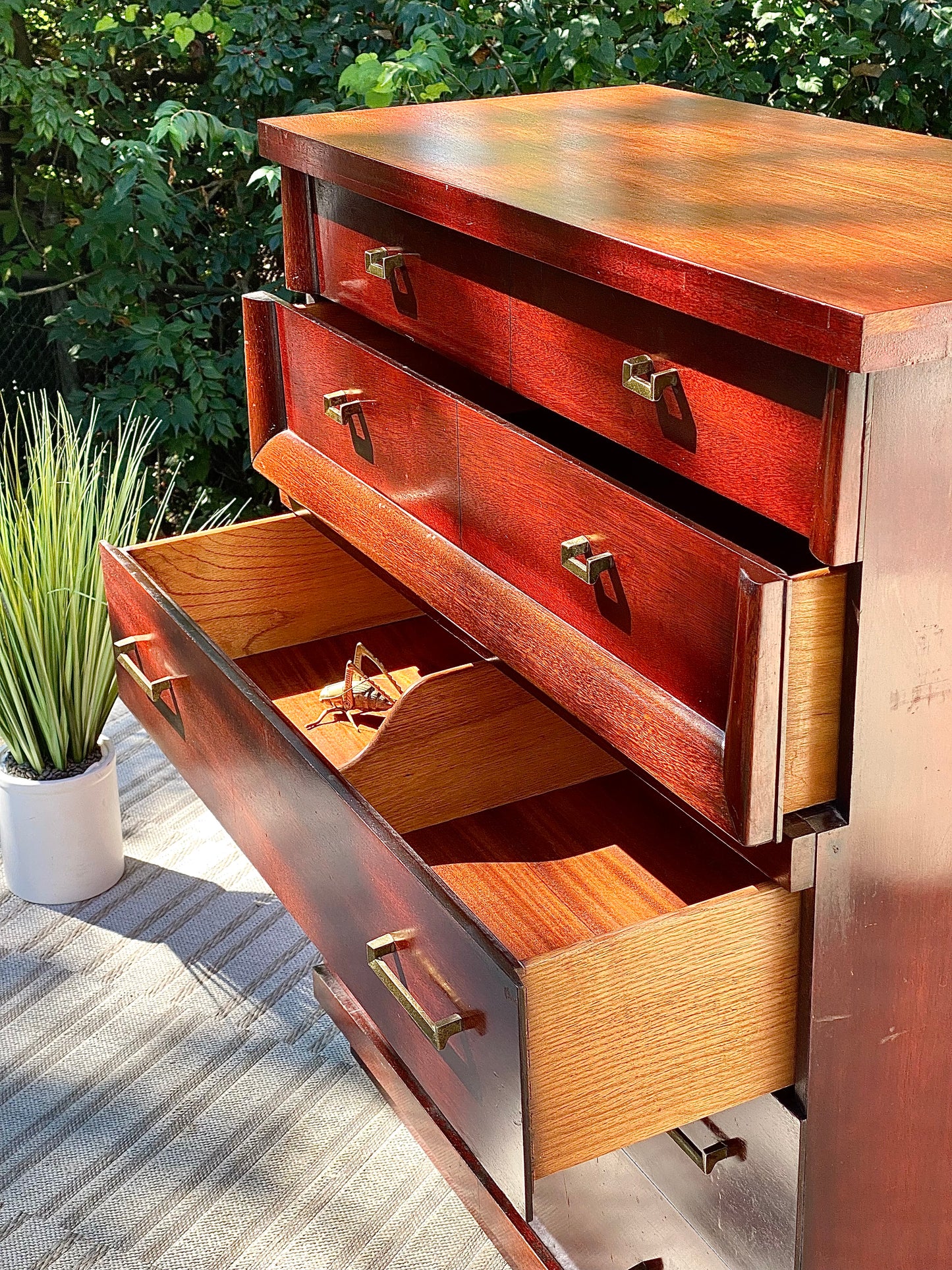 Vintage MCM 5 Drawer Wooden Dresser