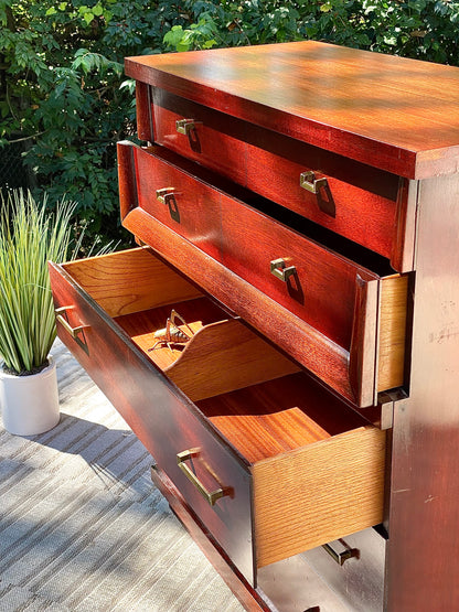 Vintage MCM 5 Drawer Wooden Dresser