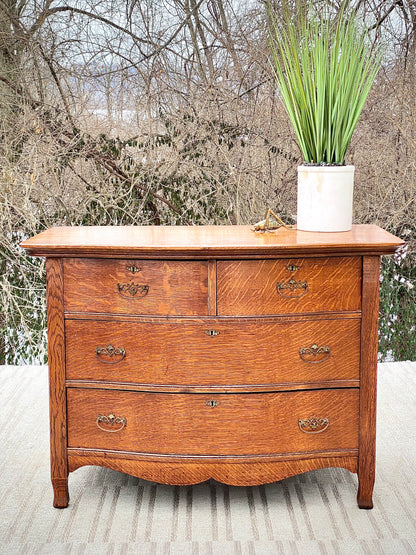Vintage Oak 4 Drawer Dresser