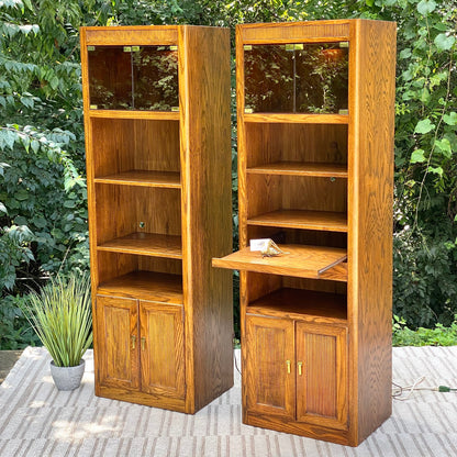 Pair of Vintage Lighted Bookcase Cabinets