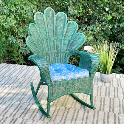 Vintage Peacock Fanback Wicker Rocking Chair