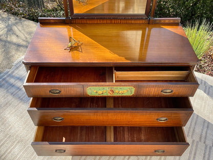 Nice Vintage Mahogany 3 Drawer Dresser & Mirror