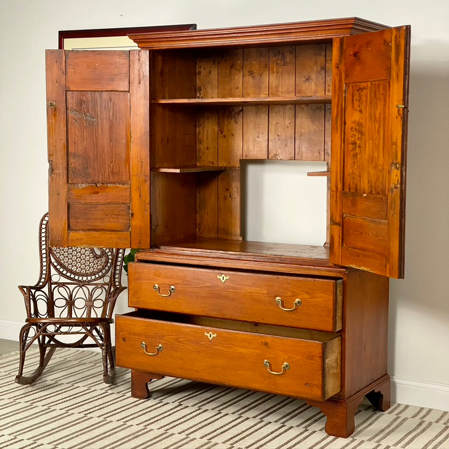 Antique 2 Piece Pine Cabinet