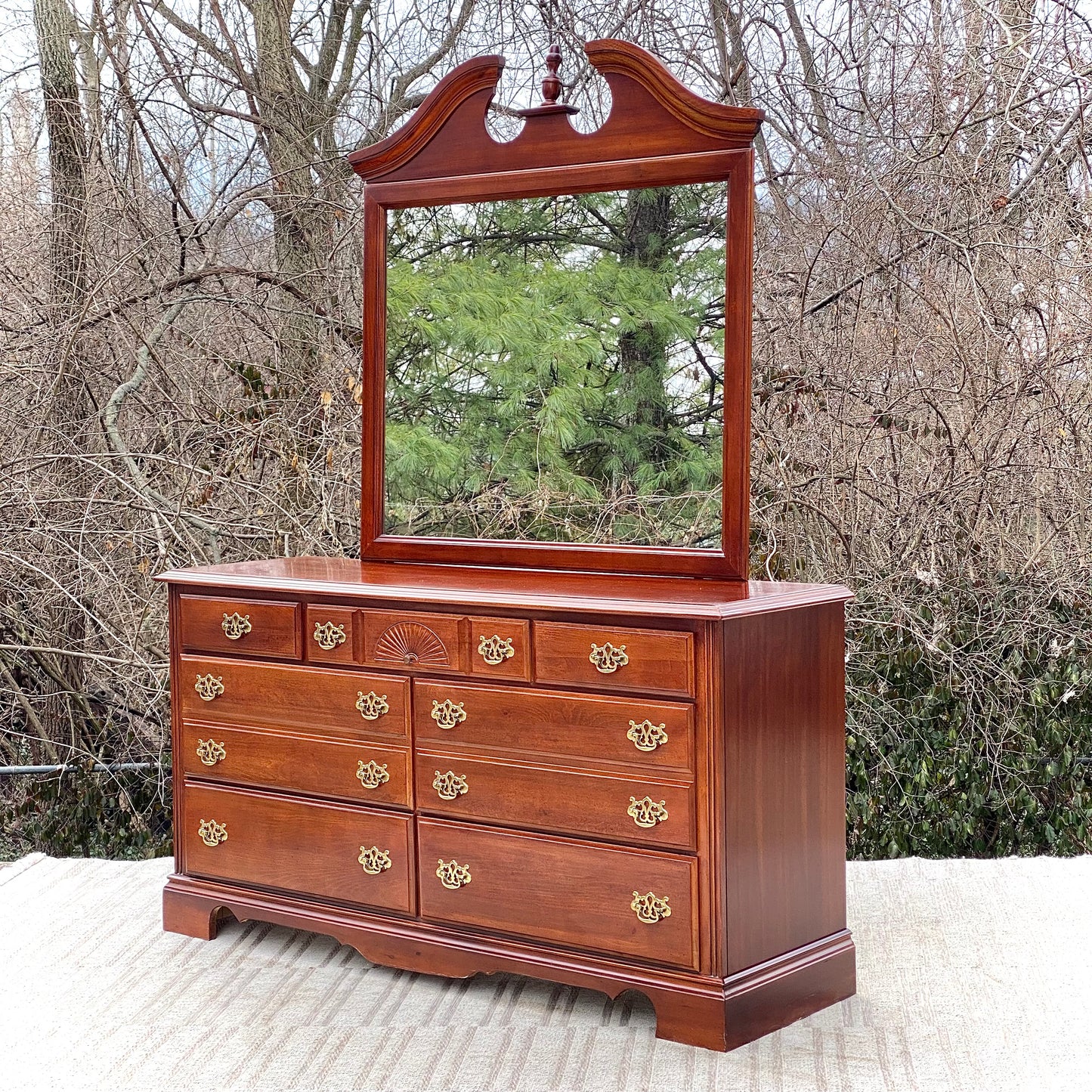 Nice Wooden 7 Drawer Dresser with Mirror