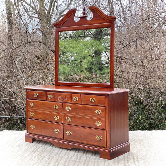 Nice Wooden 7 Drawer Dresser with Mirror