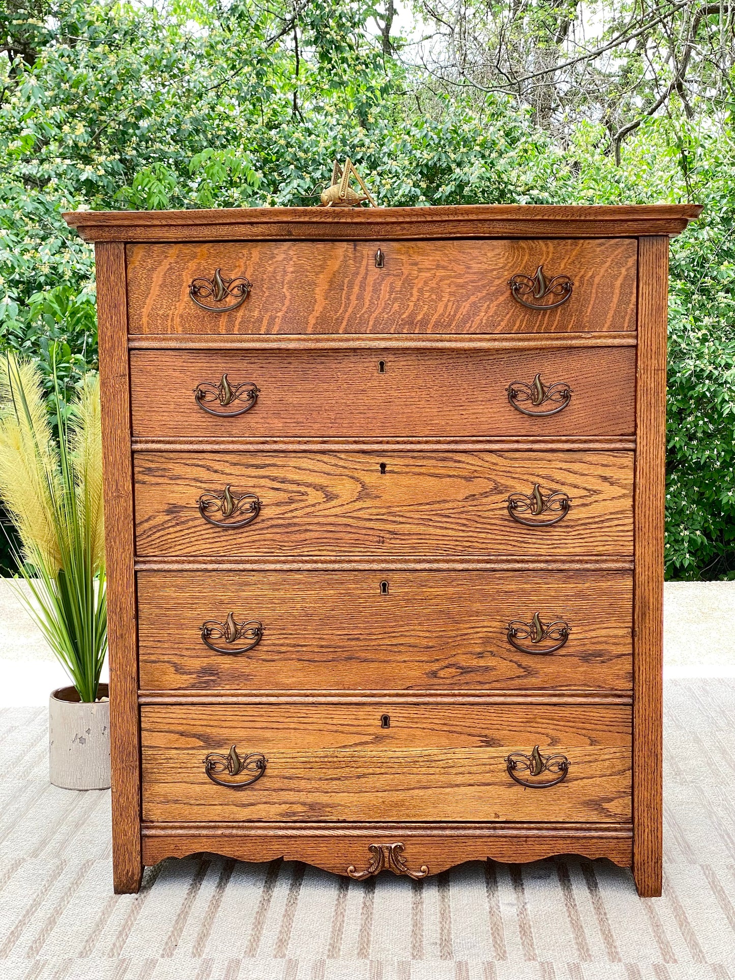 Vintage Wooden 5 Drawer Dresser