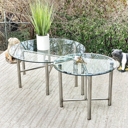 Pair of Glass Metal Tubular Tables