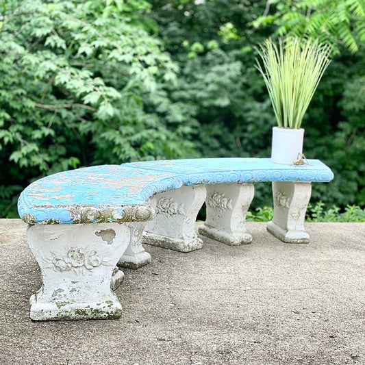 Vintage Concrete Garden Benches