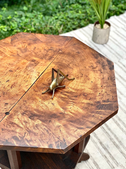 Antique Burl Wood Plant Stand Side Table