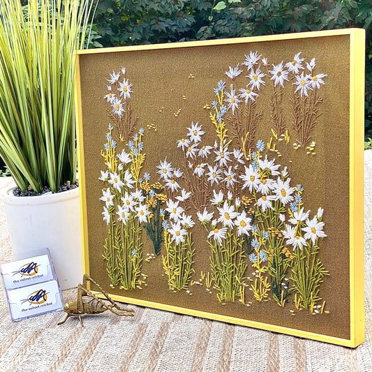 Vintage Mid Century Wood Framed Needle Point Art