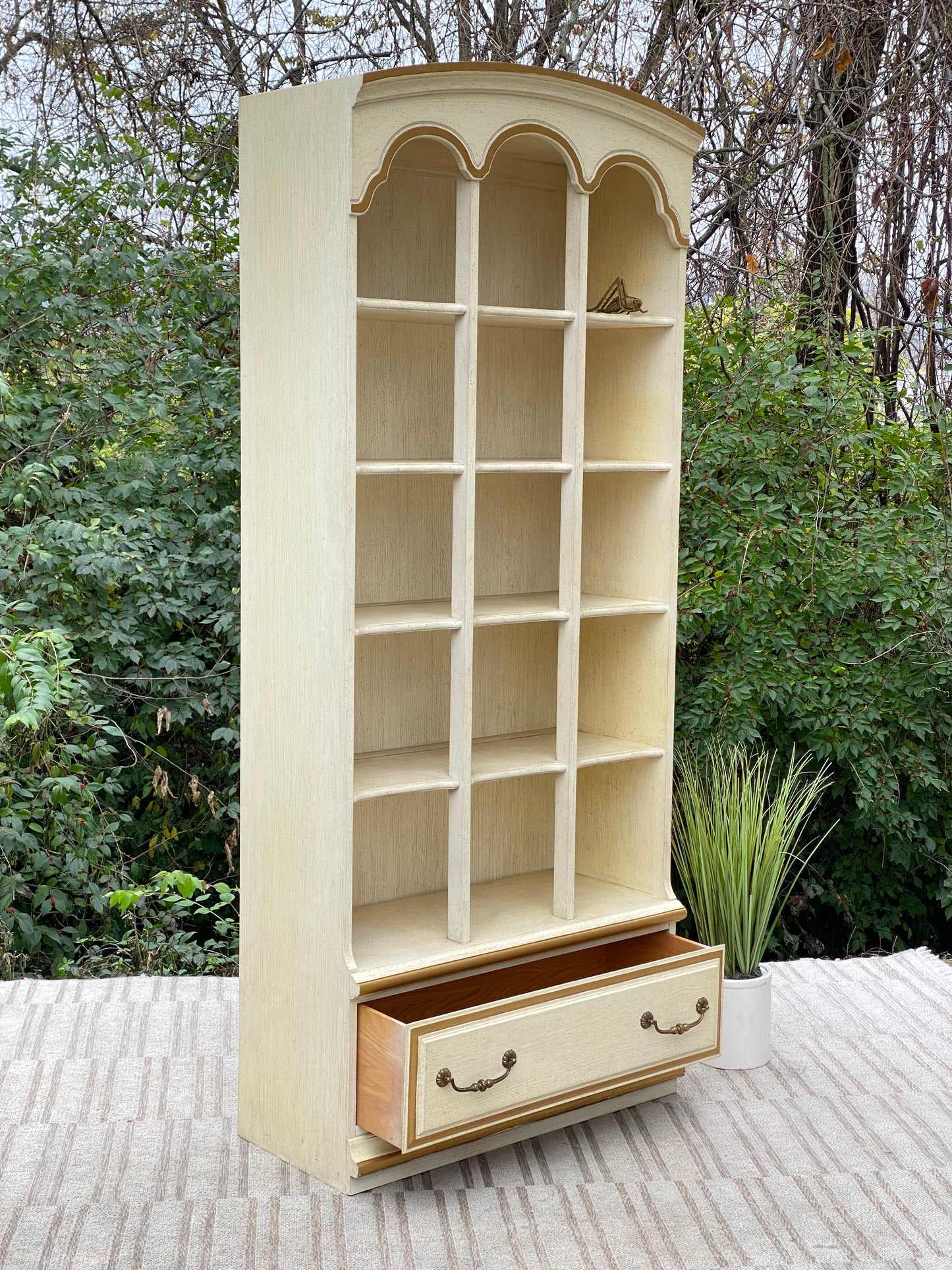 Tall Vintage French Provincial Globe Furniture Bookcase