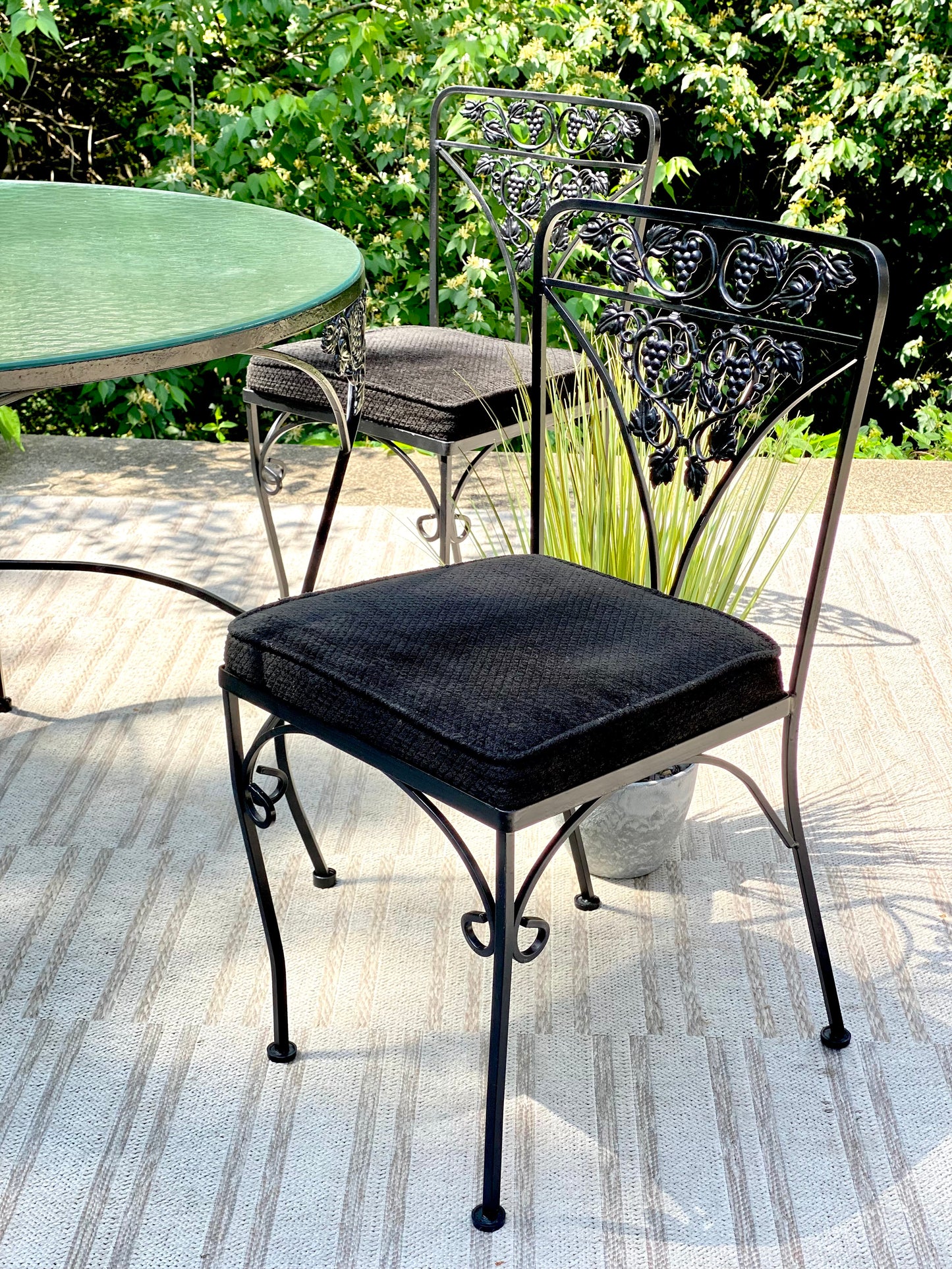 Vintage Woodard Grapevine Glass Top Patio Set