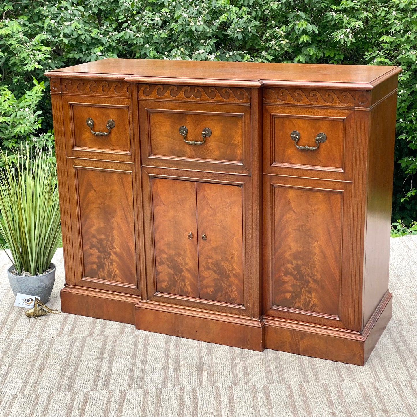 Vintage Windsor Walnut Credenza Cabinet by Drexel