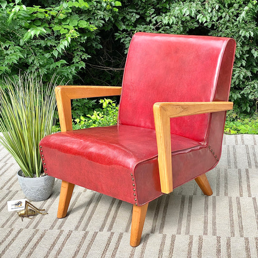 Vintage MCM Paoli Red Vinyl Rocker Chair