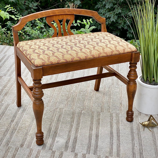 Vintage Wooden Vanity Bench Stool