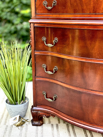 Vintage Wooden 7 Drawer Highboy Dresser