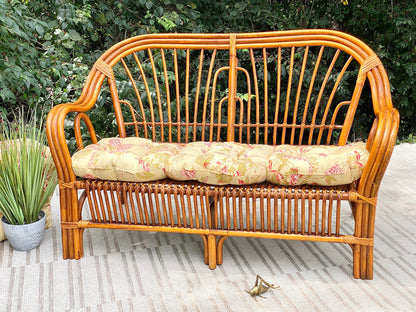 Vintage Bamboo Rattan Loveseat