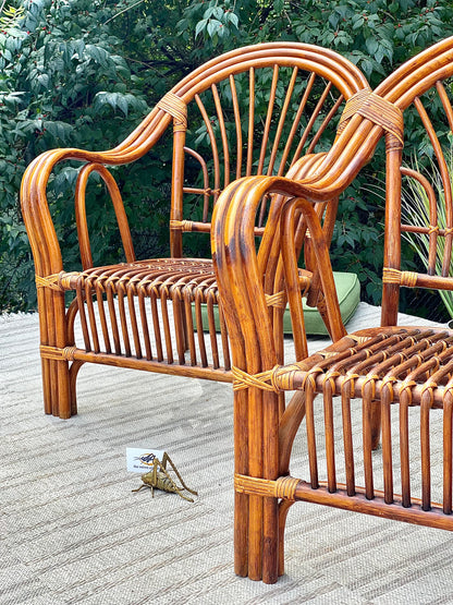 Vintage Pair of Bamboo Rattan Chairs