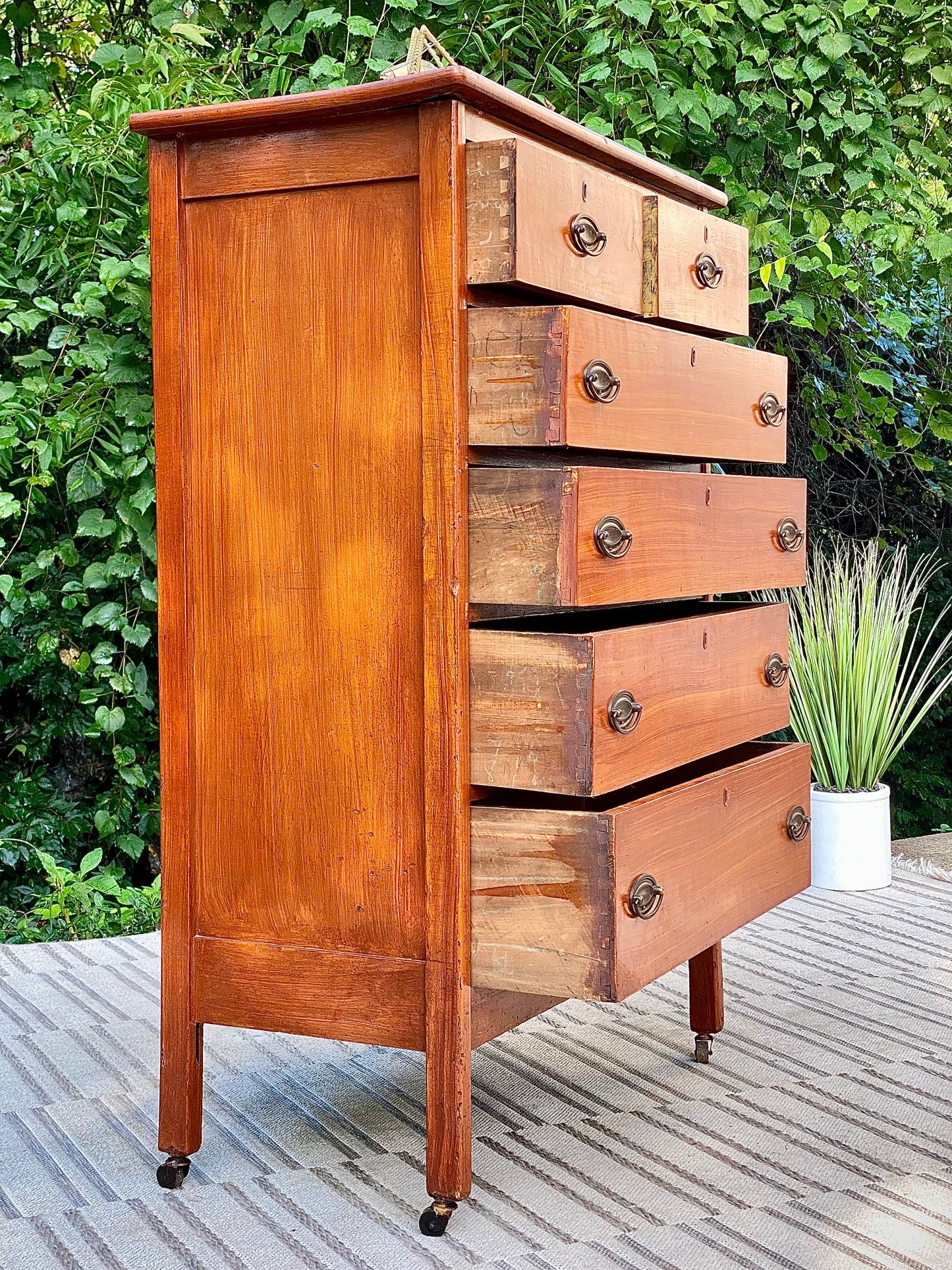 Vintage Painted 6 Drawer Highboy Dresser