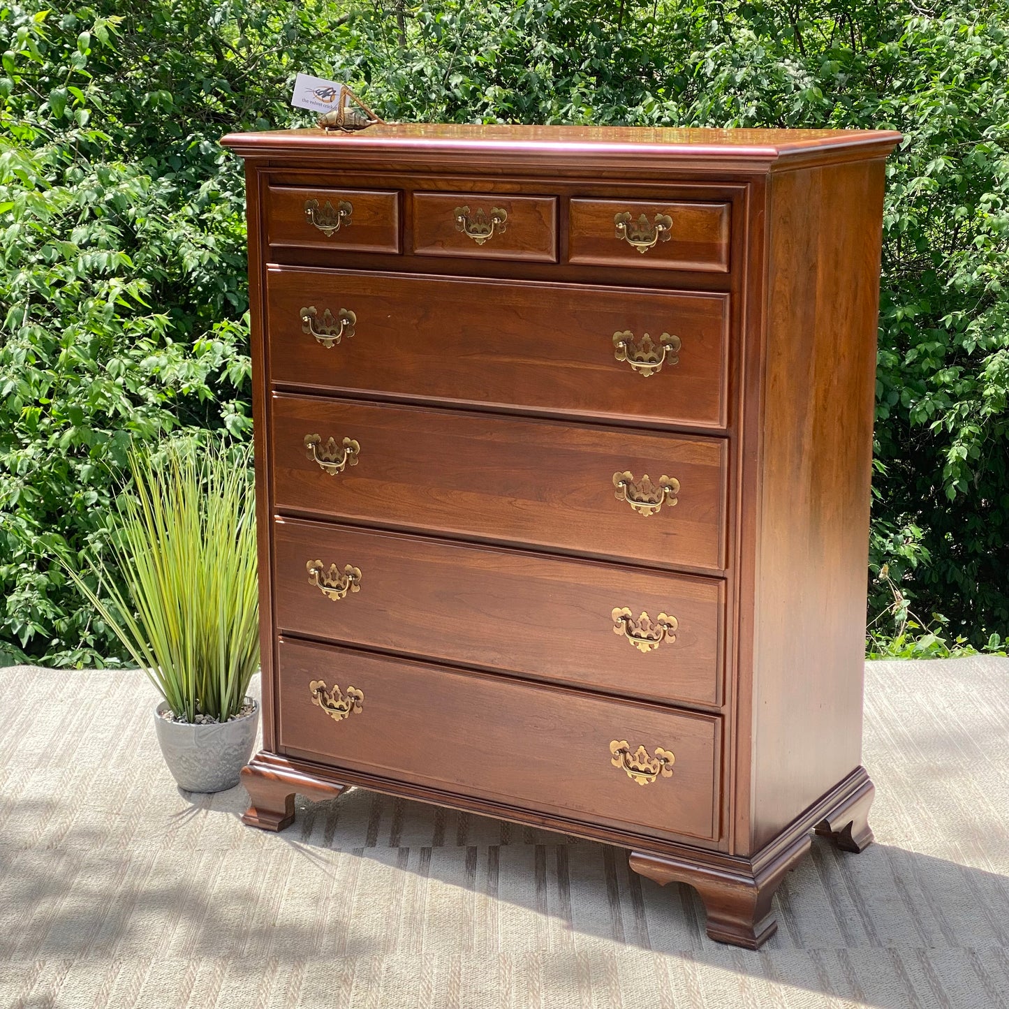 Vintage Link Taylor Solid Cherry 7 Drawer Highboy Dresser