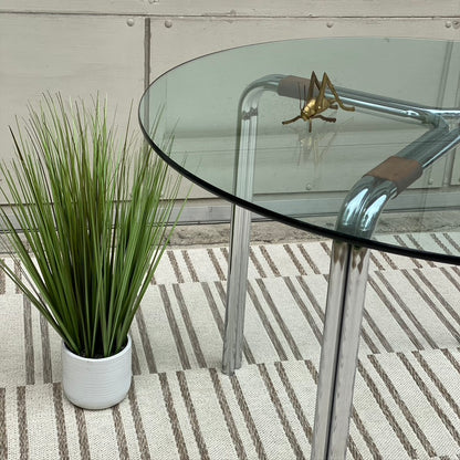 Retro Chrome Tubular Glass Dining Table