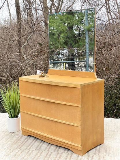 Vintage MCM Harmony House 3 Drawer Dresser with Mirror