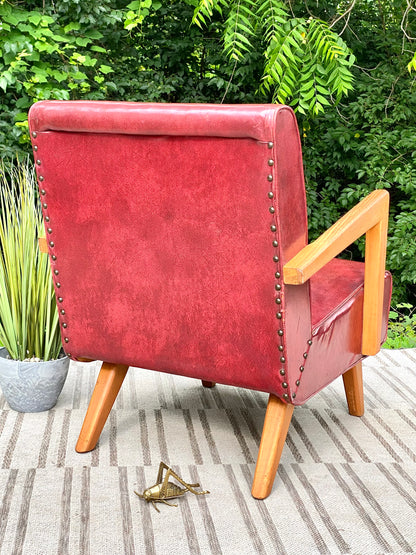 Vintage MCM Paoli Red Vinyl Rocker Chair