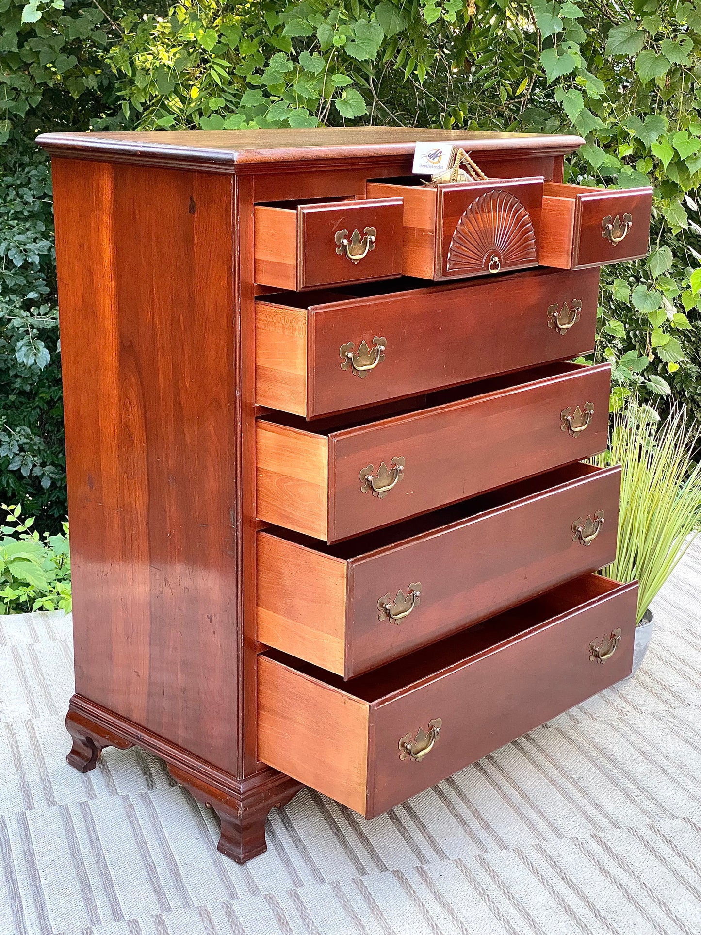 Vintage Solid Mahogany Kling 7 Drawer Highboy Dresser